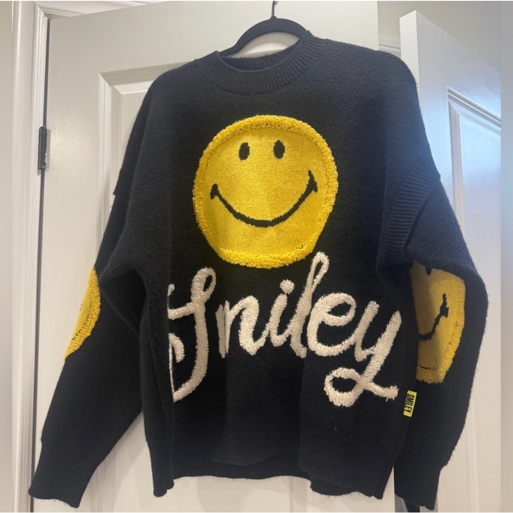 Smiley Face Black Sweater